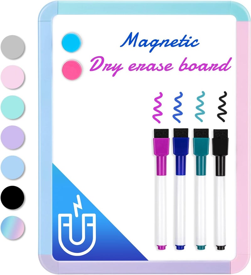 VUSIGN Small White Board Dry Erase, 8.5'' x 11'' Magnetic Dry Erase Board, Mini Whiteboard with Markers for Kids, Students, Fridge, Wall, Locker - Image 1